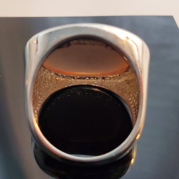 Pink mother of pearl mosaic ring in sterling silver, size 8 - Picture 2 of 4